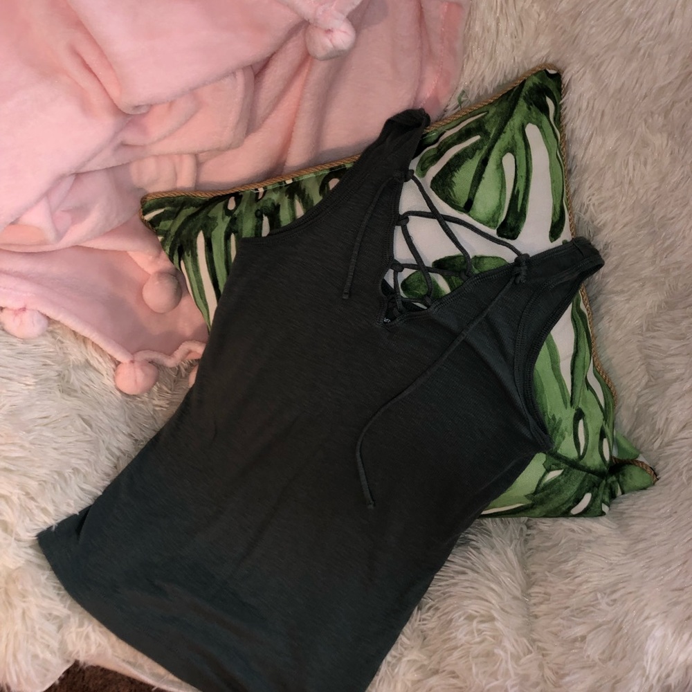 AE Olive Lace up Tank